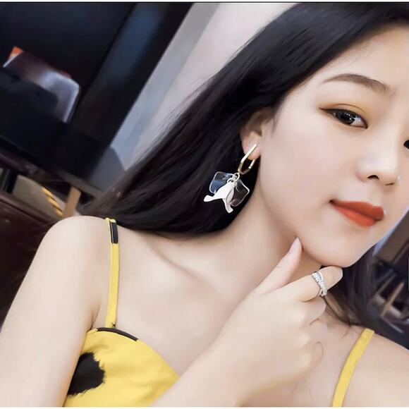 Rashida Clear Petal Statement Drop Earrings - Picture 8 of 8